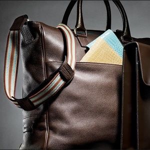 Tiffany & Co. Large Brown Leather Messenger Bag